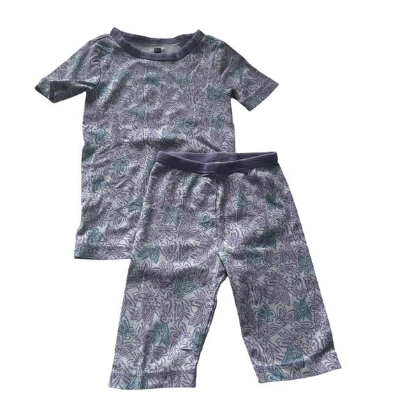 Tea Collection Purple Floral 2-Piece Pajamas - Girls Size 7 - Picture 1 of 4